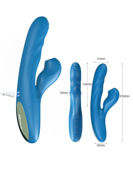 Голубой вибратор Otto с возвратно-поступательными движениями, вакуумом и подогревом - 22,2 см. Голубой вибратор Otto с возвратно-поступательными движениями, вакуумом и подогревом - 22,2 см.