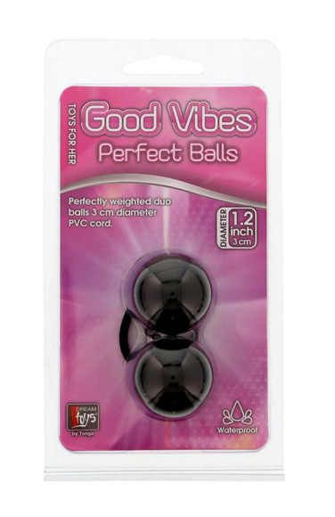 Чёрные вагинальные шарики на мягкой сцепке GOOD VIBES PERFECT BALLS Чёрные вагинальные шарики на мягкой сцепке GOOD VIBES PERFECT BALLS