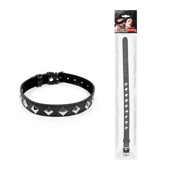 Черный ошейник с серебристыми ромбиками Черный ошейник с серебристыми ромбиками