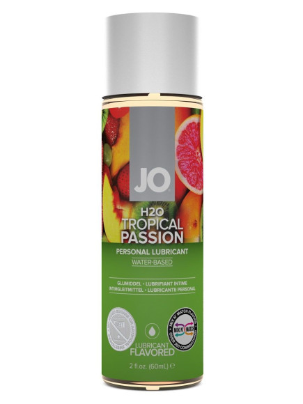 Лубрикант на водной основе с ароматом тропических фруктов JO Flavored Tropical Passion - 60 мл. Лубрикант на водной основе с ароматом тропических фруктов JO Flavored Tropical Passion - 60 мл.
