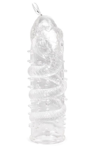 Закрытая рельефная насадка Crystal sleeve snakes в виде змеи с усиками - 14 см. Закрытая рельефная насадка Crystal sleeve snakes в виде змеи с усиками - 14 см.