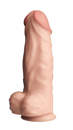 Телесный перезаряжаемый вибратор-гигант на присоске - 34 см. Телесный перезаряжаемый вибратор-гигант на присоске - 34 см.
