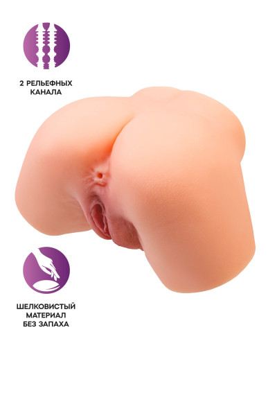 Телесный реалистичный мастурбатор-полуторс с 2 любовными входами Телесный реалистичный мастурбатор-полуторс с 2 любовными входами