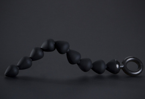 Чёрная анальная цепочка с 9 звеньями - 25 см.