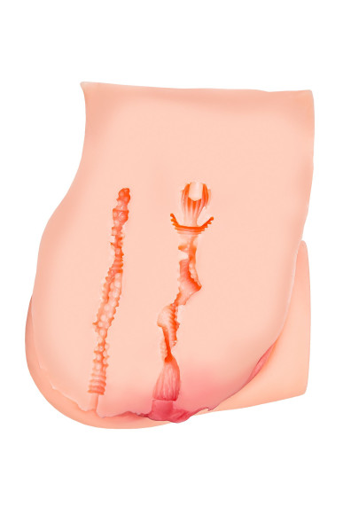 Телесный мастурбатор в форме попки с 2 любовными входами