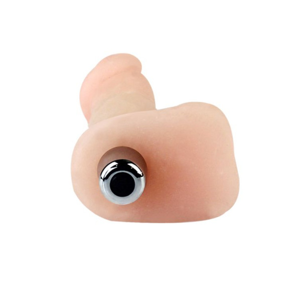 Телесный мини-вибромассажер с мошонкой - 12,5 см. Телесный мини-вибромассажер с мошонкой - 12,5 см.