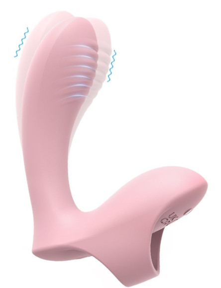 Нежно-розовый вибромассажер с петелькой на палец Нежно-розовый вибромассажер с петелькой на палец