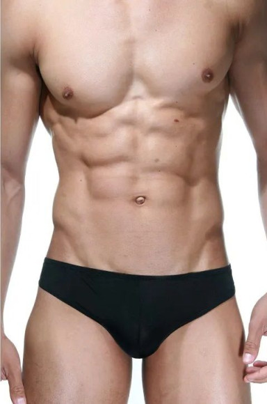 Мужские черные слипы с белым кружевом сзади Мужские черные слипы с белым кружевом сзади