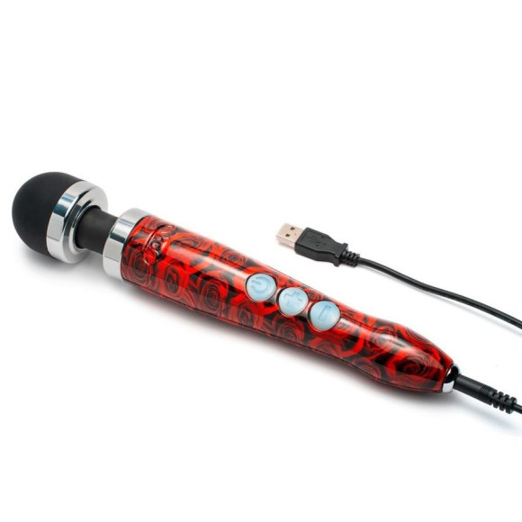 Красный беспроводной wand-вибратор Doxy Die Cast 3R с принтом в виде роз на рукояти - 28 см. Красный беспроводной wand-вибратор Doxy Die Cast 3R с принтом в виде роз на рукояти - 28 см.