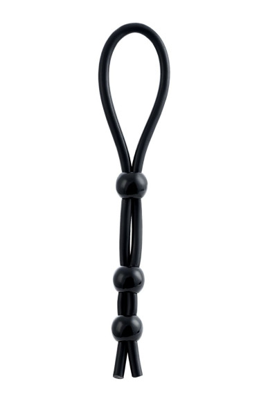 Черное лассо на пенис с тремя бусинами Черное лассо на пенис с тремя бусинами