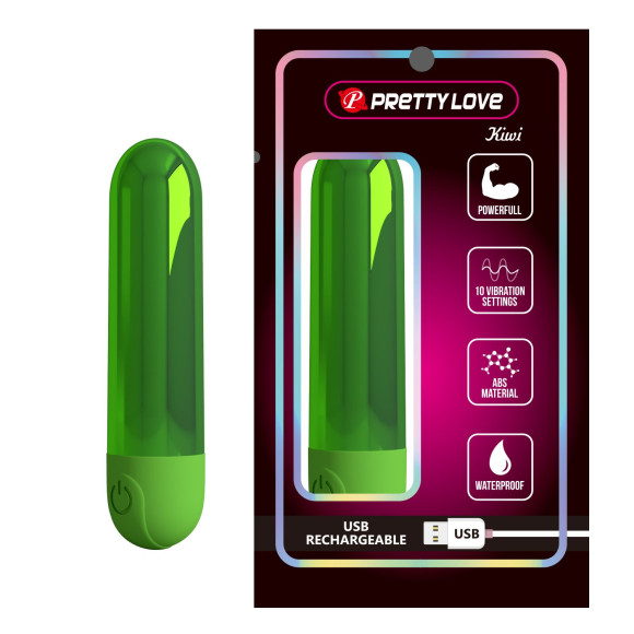 Зеленая перезаряжаемая вибропуля Kiwi Зеленая перезаряжаемая вибропуля Kiwi