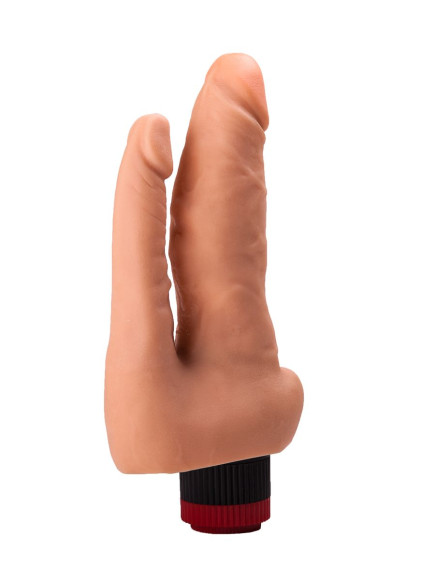 Двойной гелевый вибратор телесного цвета - 17 см. Двойной гелевый вибратор телесного цвета - 17 см.