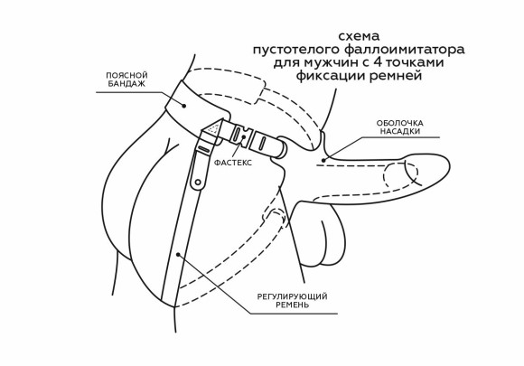 Пустотелый фаллопротез-реалистик на ремешках с заклепками - 19 см. Пустотелый фаллопротез-реалистик на ремешках с заклепками - 19 см.