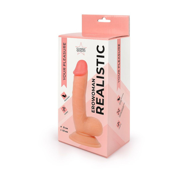 Телесный реалистичный фаллоимитатор Erowoman - 18 см. Телесный реалистичный фаллоимитатор Erowoman - 18 см.