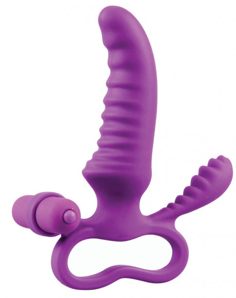 Фиолетовый стимулятор Ripple с клиторальной вибропулей - 15 см.