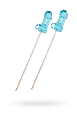 Набор из 2 мини-леденцов в форме члена со вкусом блю кюрасао Набор из 2 мини-леденцов в форме члена со вкусом блю кюрасао