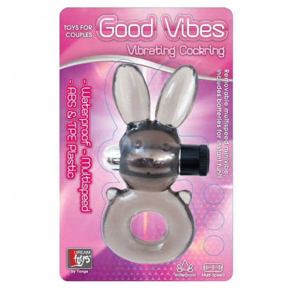 Дымчатое эрекционное кольцо-заяц с вибрацией 