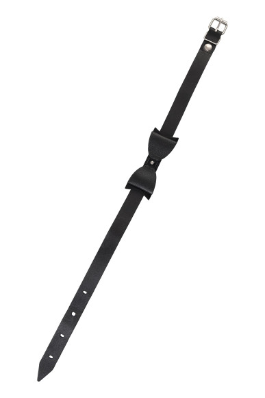 Черный кожаный чокер с бабочкой