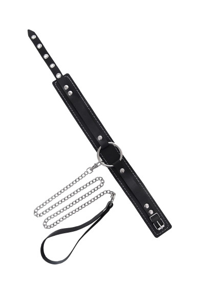 Кожаный ошейник-чокер с поводком