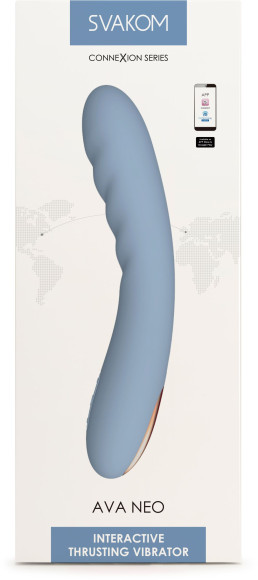 Голубой изогнутый вибромассажер Ava Neo с функцией пенетрации - 19,6 см. Голубой изогнутый вибромассажер Ava Neo с функцией пенетрации - 19,6 см.
