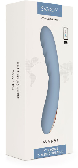 Голубой изогнутый вибромассажер Ava Neo с функцией пенетрации - 19,6 см. Голубой изогнутый вибромассажер Ava Neo с функцией пенетрации - 19,6 см.