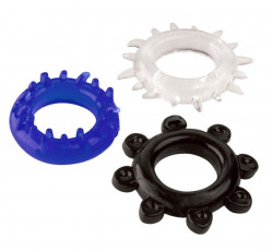 Набор из 3 эрекционных колец разного цвета и рельефа Набор из 3 эрекционных колец разного цвета и рельефа