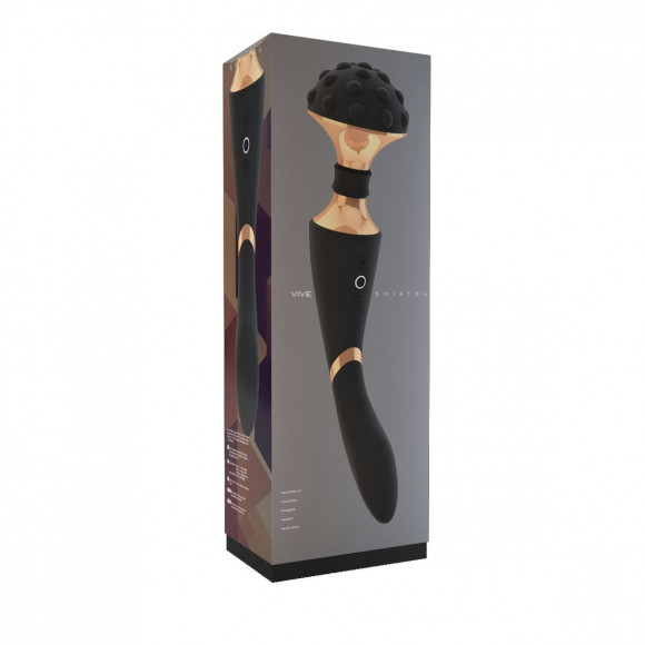 Черный вибратор Shiatsu - 28 см.