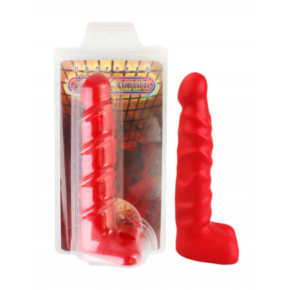 Красный анальный стимулятор с мошонкой - 14 см. Красный анальный стимулятор с мошонкой - 14 см.
