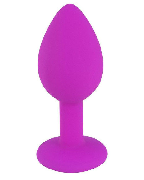 Лиловая малая силиконовая пробка с прозрачным кристаллом Лиловая малая силиконовая пробка с прозрачным кристаллом