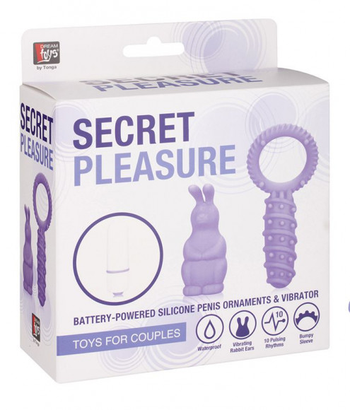 Фиолетовый набор NEON SECRET PLEASURE: эрекционное кольцо с лепестком и вибропуля с насадкой-зайчиком Фиолетовый набор NEON SECRET PLEASURE: эрекционное кольцо с лепестком и вибропуля с насадкой-зайчиком