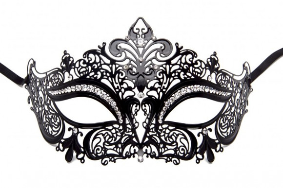 Чёрная маска на глаза из металлического ажура Чёрная маска на глаза из металлического ажура