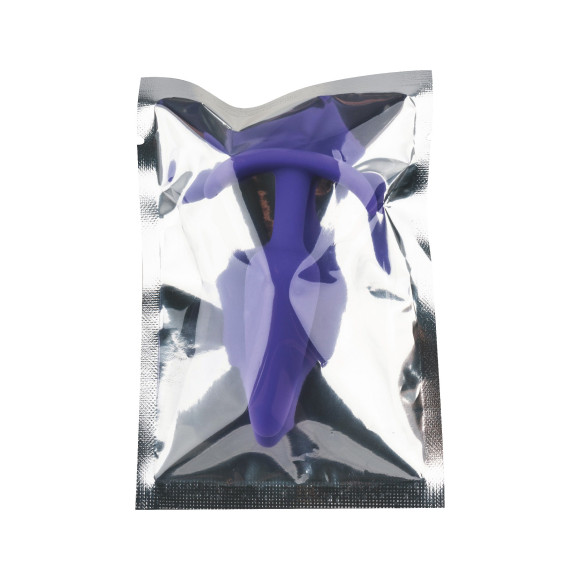 Фиолетовая анальная пробка с ограничителем - 13,5 см. Фиолетовая анальная пробка с ограничителем - 13,5 см.