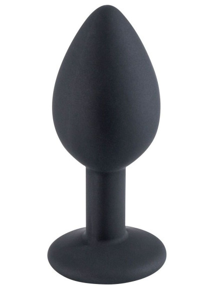 Черная малая силиконовая пробка с прозрачным кристаллом Черная малая силиконовая пробка с прозрачным кристаллом