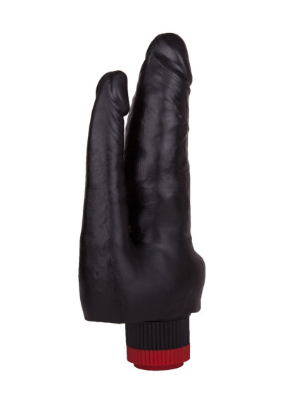 Двойной вибромассажёр чёрного цвета - 17 см. Двойной вибромассажёр чёрного цвета - 17 см.