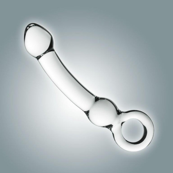 Прозрачный фаллоимитатор из стекла с ручкой-кольцом - 18,5 см. Прозрачный фаллоимитатор из стекла с ручкой-кольцом - 18,5 см.