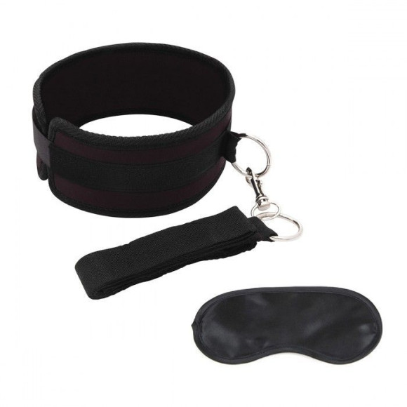 Черный ошейник с длинным поводком Collar and Leash Set Черный ошейник с длинным поводком Collar and Leash Set