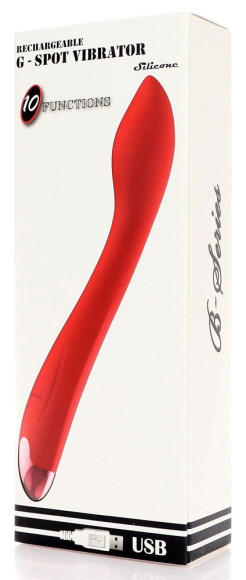 Красный изогнутый вибратор для массажа точки G - 23 см. Красный изогнутый вибратор для массажа точки G - 23 см.