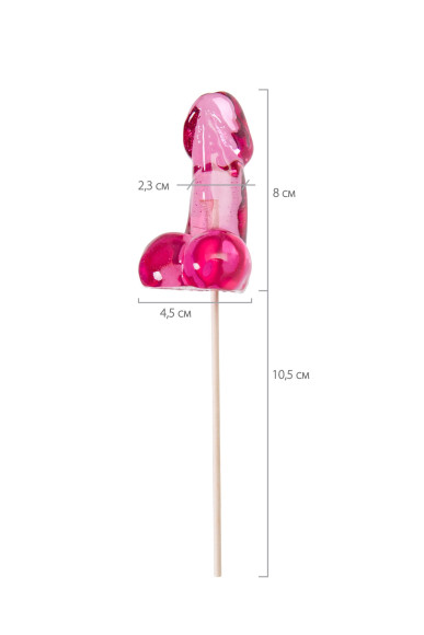 Розовый леденец в форме члена со вкусом айриш крим - 80 гр.