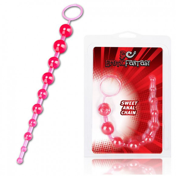 Розовая анальная цепочка Sweet Anal Chain - 32 см.