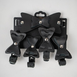 Набор фиксаций с бантиками из черной натуральной кожи