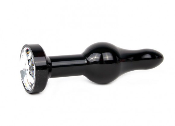 Удлиненная шарикообразная черная анальная втулка с прозрачным кристаллом - 10,3 см. Удлиненная шарикообразная черная анальная втулка с прозрачным кристаллом - 10,3 см.