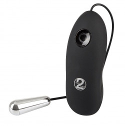 Серебристая вибропуля с пультом Petite Bullet