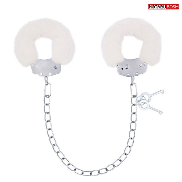 Белые меховые оковы на сцепке с ключиками Белые меховые оковы на сцепке с ключиками