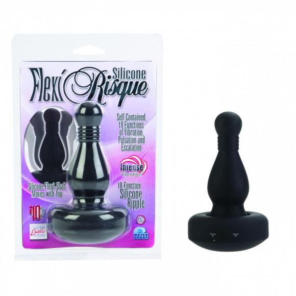 Чёрная пробка с вибрацией 10-Function Flexi Risquе Ripples Чёрная пробка с вибрацией 10-Function Flexi Risquе Ripples