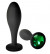 Черная анальная пробка с зеленым кристаллом - 7,7 см.