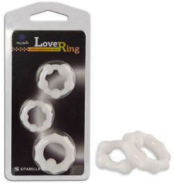Набор из 3 белых рельефных эрекционных колец Набор из 3 белых рельефных эрекционных колец
