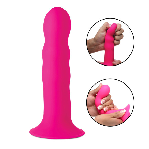 Розовый гибкий фаллоимитатор Squeeze-It Wavy Dildo - 18,3 см. Розовый гибкий фаллоимитатор Squeeze-It Wavy Dildo - 18,3 см.