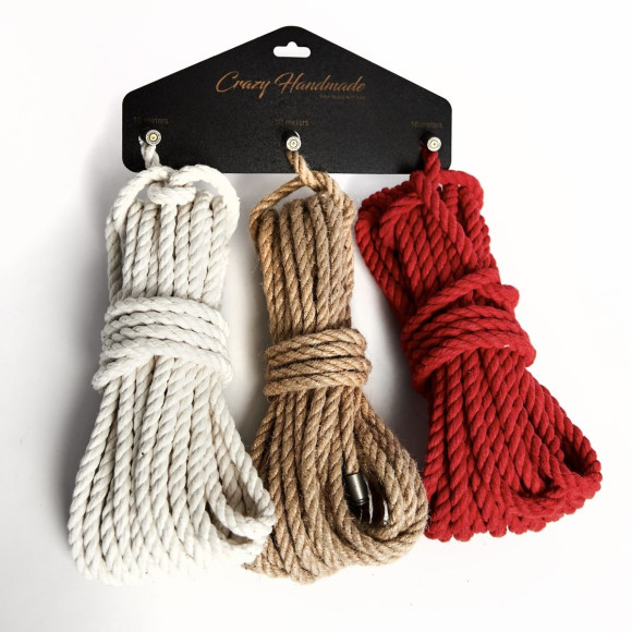 Набор из 3 разноцветных веревок для шибари Набор из 3 разноцветных веревок для шибари