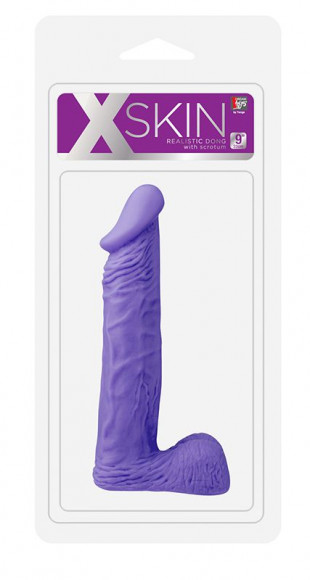 Фиолетовый фаллоимитатор большого размера XSKIN 9 PVC DONG - 23 см.