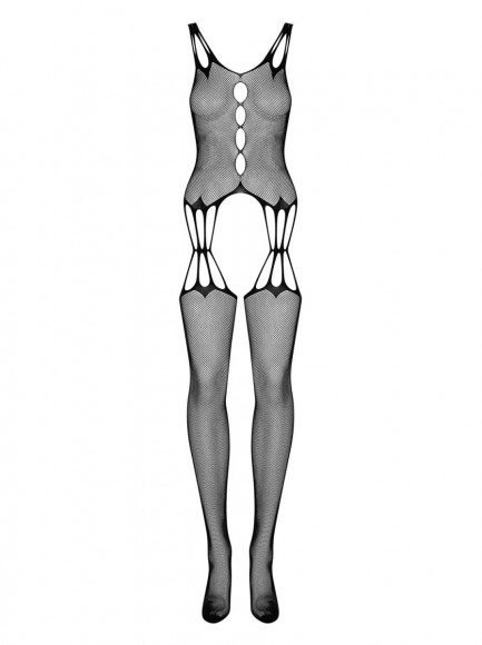 Эффектный боди-комбинезон с имитацией чулок и вырезами